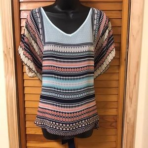 Like new multi-colored tie-back XL blouse!
